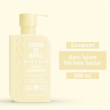 Savon De Royal - Biotin İçeren - Aşırı İşlem Görmüş Saçlar İçin Onarım Etkili Şampuan 500 ml