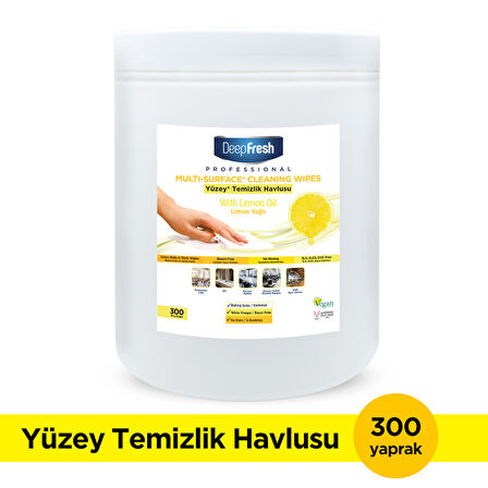 Deep Fresh Hijyen Kovası Yüzey Temizleme Mendili Limon 300 Yaprak