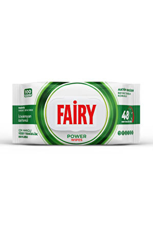 Fairy Power Wipes Yüzey Temizleme Mendili 100 Yaprak | Beyaz Sabun | Beyaz Sirke & Karbonat