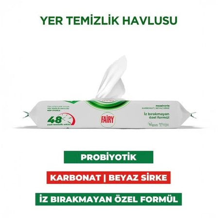 Fairy 50'li Mop Uyumlu Yer Temizlik Havlusu - Beyaz Sabun