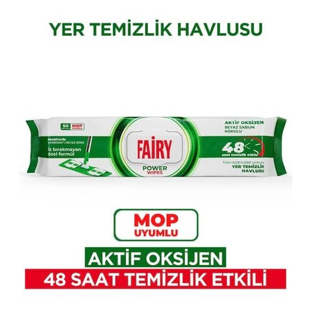 Fairy 50'li Mop Uyumlu Yer Temizlik Havlusu - Beyaz Sabun