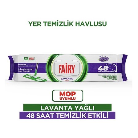 Fairy 50'li Mop Uyumlu Yer Temizlik Havlusu - Lavanta Yağı