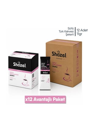 Shazel Sütlü Türk Kahvesi Şekerli x 12 Adet