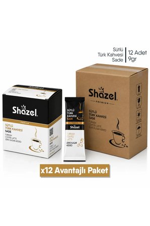 Hazır Sütlü Türk Kahvesi | Şekersiz | 12'li x 9 gr | 12 Kutu | 1 Koli