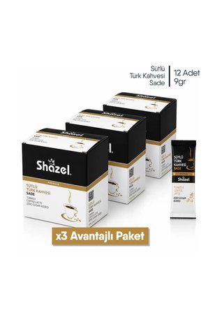 Hazır Sütlü Türk Kahvesi | Şekersiz | 12'li x 9 gr | 3 Kutu