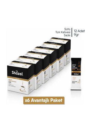 Hazır Sütlü Türk Kahvesi | Şekersiz | 12'li x 9 gr | 6 Kutu |
