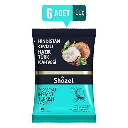 Shazel Special Hindistan Cevizli Hazır Türk Kahvesi 100g x 6 adet