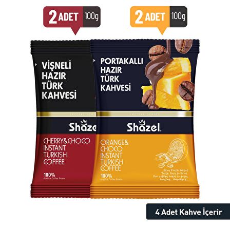 Shazel Portakal 2x100gr ve Vişne 2x100gr Hazır Türk Kahvesi