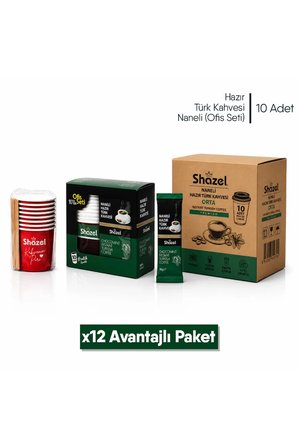 Naneli Hazır Türk Kahvesi | Ofis Seti (10 Adet x 1 Kutu) | 12 Kutu
