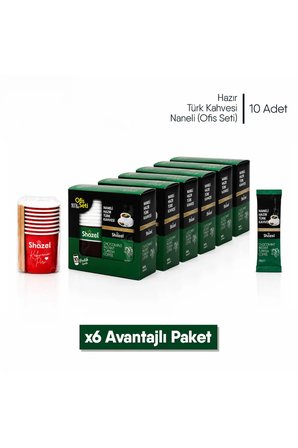 Naneli Hazır Türk Kahvesi | Ofis Seti (10 Adet x 1 Kutu) | 6 Adet