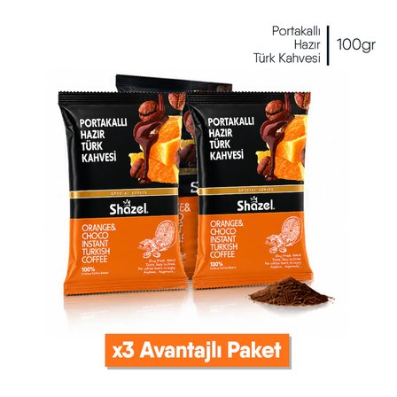 Shazel Special Portakallı Hazır Türk Kahvesi 100g x 3 adet
