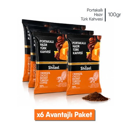 Shazel Hazır Portakallı Öğütülmüş Türk Kahvesi 6x100 gr 