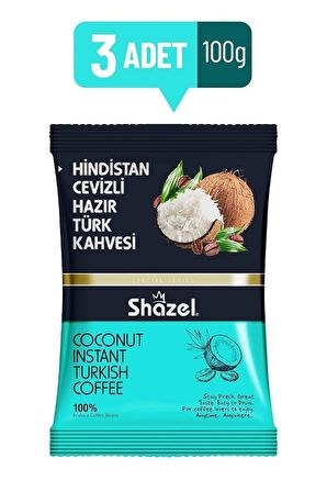 Shazel 100 gr 3'lü Hindistan Cevizli Türk Kahvesi