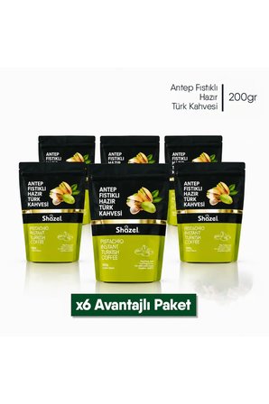 Antep Fıstıklı Hazır Türk Kahvesi | Doypack | 200 gr | 6 Adet