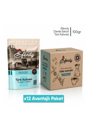 Efendy Geleneksel Damla Sakızlı Türk Kahvesi | Doypack | 100 gr | 12 Adet