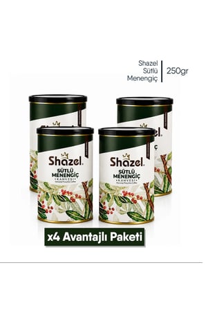 Shazel Sütlü Menengiç Kahvesi 250 gr Teneke x 4 Adet