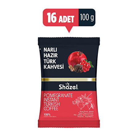 SHAZEL Narlı Hazır Türk Kahvesi 100G  (100g x 16 Adet)