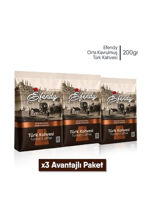 Efendy Geleneksel Türk Kahvesi | Orta Kavrulmuş | Doypack | 200 gr | 3 Adet