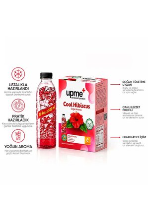 UPME Cool Hibiscus Hibiskus Aromalı İçecek Tozu 10’lu Paket | Vitamin C | Stevia Doğal Aroma