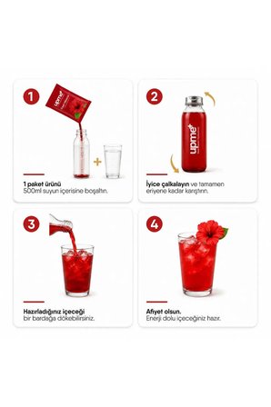 UPME Cool Hibiscus Hibiskus Aromalı İçecek Tozu 10’lu Paket | Vitamin C | Stevia Doğal Aroma