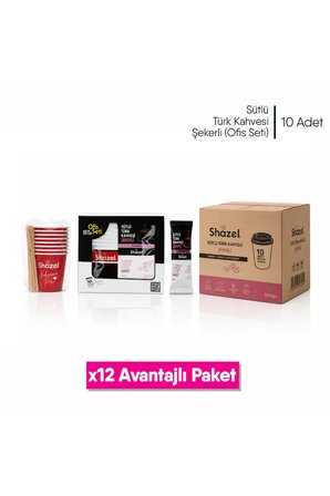 Hazır Sütlü Türk Kahvesi | Şekerli | Ofis Seti (10 Adet x 1 Kutu) | 12 Kutu