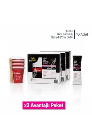 Hazır Sütlü Türk Kahvesi | Şekerli | Ofis Seti (10 Adet x 1 Kutu) | 3 Kutu