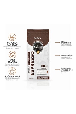 Shazel Espresso Kahve | Çekirdek | Flat Bottom | 1000 gr | 6 Paket