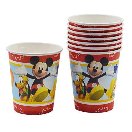 Mickey Mouse Temalı Karton Tabak Bardak Seti - 8 Kişilik