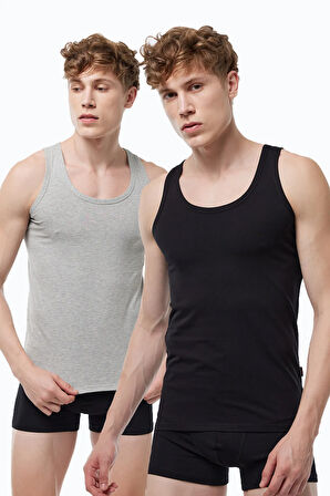 Erkek 2 li Siyah Gri Modal Atlet 008