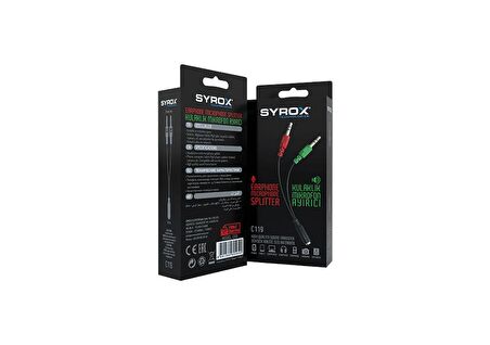 Syrox C119 3.5 mm Kulaklık ve Mikrofon Ayırıcı Kablo