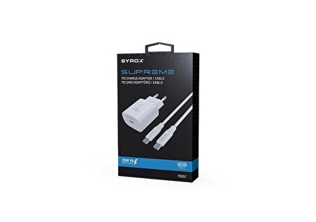 Syrox PD25T Type-C 25 Watt Hızlı Şarj Aleti Beyaz