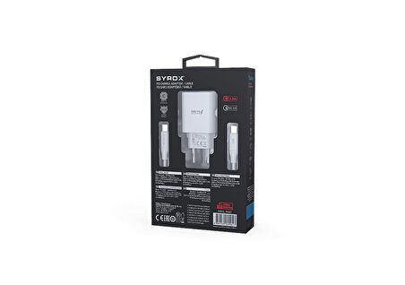Syrox PD25T Type-C 25 Watt Hızlı Şarj Aleti Beyaz