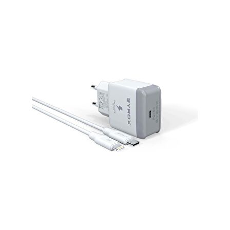 Syrox Pd18L Type-C 18 Watt Hızlı Şarj Aleti Beyaz