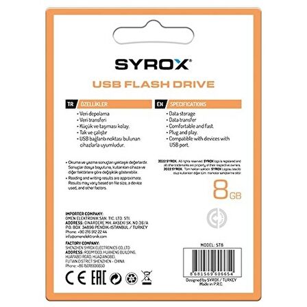 Syrox 8 GB Style Desing USB Bellek Flash Bellek 