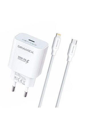 Dramex Dpd20l Lightning - Type-C 20 Watt Hızlı Şarj Aleti Beyaz