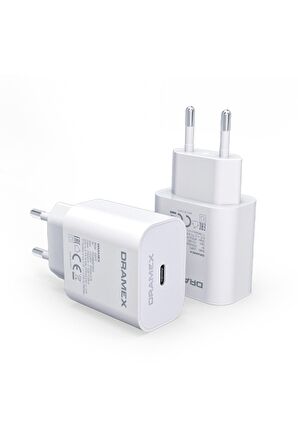 Dramex Dpd20l Lightning - Type-C 20 Watt Hızlı Şarj Aleti Beyaz