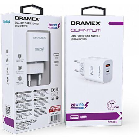 Dramex Dpq20b USB 20 Watt Hızlı Şarj Aleti Beyaz