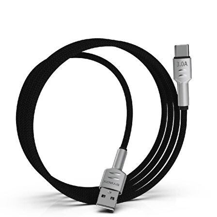 3.0A Hasir Metal Başlikli Type-C Hızlı Şarj & Data Kablosu