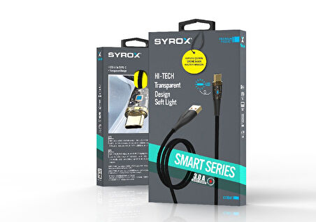 Syrox C138AT 3.0A 1.22mt Örgülü Type-C Şarj & Data Kablosu - Siyah
