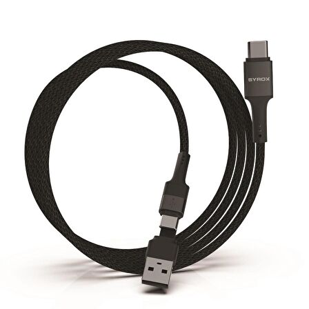 Syrox C143 60W 2 in 1  To Type-C Hasir Ultra Hızlı Şarj & Data Kablosu