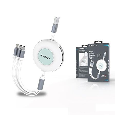 Syrox C145 2.4A 3 in 1 2 x Type-C  1 x Lightnıng İphone  & Data Kablosu