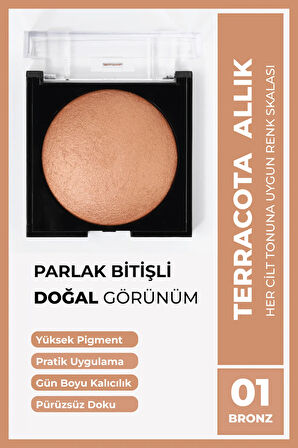 Terracota Allık 10 Gr 01 Bronz, Kolay Dağılım, Topaklanmaz, Ince-pürüzsüz Doku, Canlı Görünüm