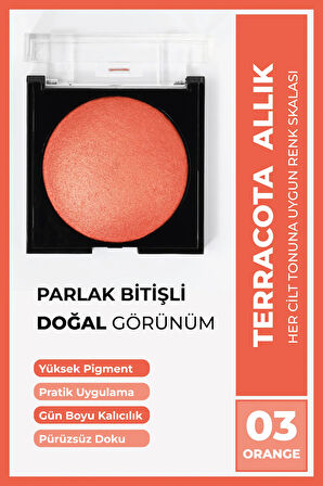 Terracota Allık 10 Gr 03 Orange, Kolay Dağılım, Topaklanmaz, Ince-pürüzsüz Doku, Canlı Görünüm