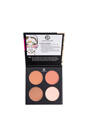Define Beauty 4'lü Kontür, Aydınlatıcı, Allık, Bronzer Makyaj Paleti, Yüksek Pigmentasyon