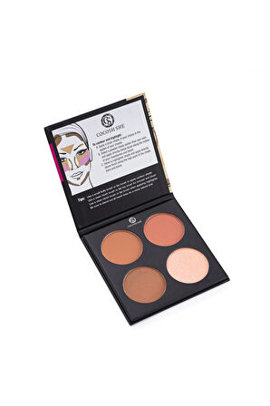 Define Beauty 4'lü Kontür, Aydınlatıcı, Allık, Bronzer Makyaj Paleti, Yüksek Pigmentasyon