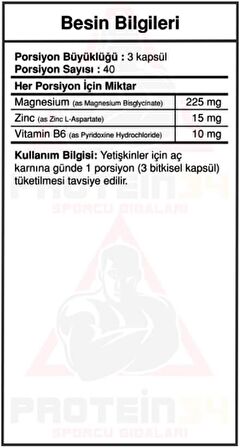 BigJoy Sports Magnezyum Çinko B6 Vitamin ZMA 120 Kapsül 40 Servis