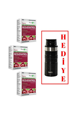 3 ADET SUDA VİTAMİN RESVERATROL 60 KAPSÜL (TANQ ÖMÜR BOYU GARANTİLİ 350CC TERMOS HEDİYELİ)