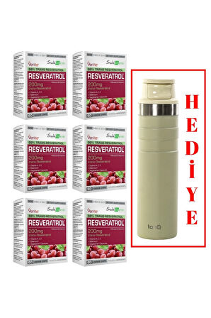 6 ADET SUDA VİTAMİN RESVERATROL 60 KAPSÜL (TANQ ÖMÜR BOYU GARANTİLİ 600CC TERMOS HEDİYELİ)
