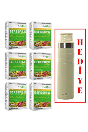 6 ADET SUDA VİTAMİN BERBERINE PLUS 30 KAPSÜL (TANQ ÖMÜR BOYU GARANTİLİ 600CC TERMOS HEDİYELİ)