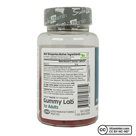 Suda Gummy Lab Melatonin 3 Mg 60 Çiğnenebilir Form - ÇİLEK